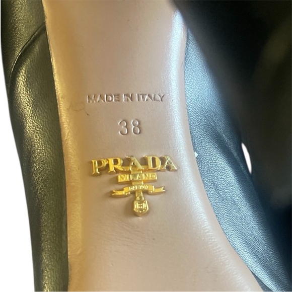 PRADA Black Leather Open Toe Heels - Picture 9 of 9